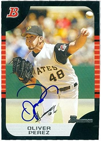 Sports Memorabilia Autograph Warehouse 247009 Oliver Perez Autographed Baseball Card - Pittsburgh Pirates 2005 Topps Bowman - No. 119