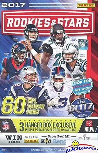 2017 Panini Rookies & Stars NFL Football HUGE 60 Card Factory Sealed HANGER Box with 3 EXCLUSIVE PURPLE PARALLELS! Look for RC & Autos of PATRICK MAHOMES Mitch TrubiskyDeshaun Watson & M