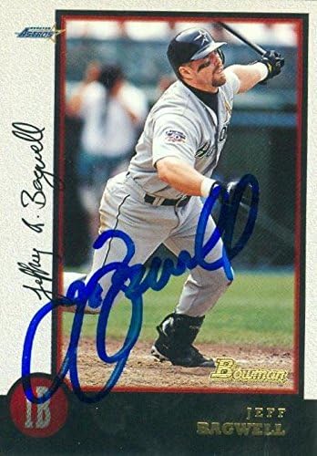 Sports Memorabilia Autograph Warehouse 302020 1998 Bowman Jeff Bagwell Autographed No.15 Baseball Card - Houston Astros SC