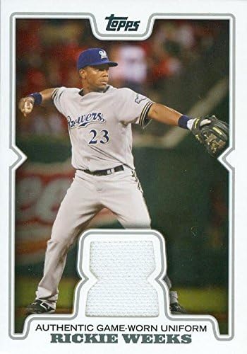 Sports Memorabilia Autograph Warehouse 343542 Rickie Weeks Player Worn Jersey Patch Baseball Card - Milwaukee Brewers 2008 Topps No. TR-RW