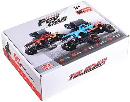 RC Truck with HD Camera WL 1/64 Scale FPV Mini APP Auto-Pairing Full-Proportional Remote Control Car Gyro Stabilized Micro RC Car for Adult Youth (RTR/Red)