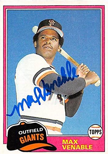 Sports Memorabilia Autograph Warehouse 245896 Max Venable Autographed Baseball Card - San Francisco Giants 1981 Topps - No. 484
