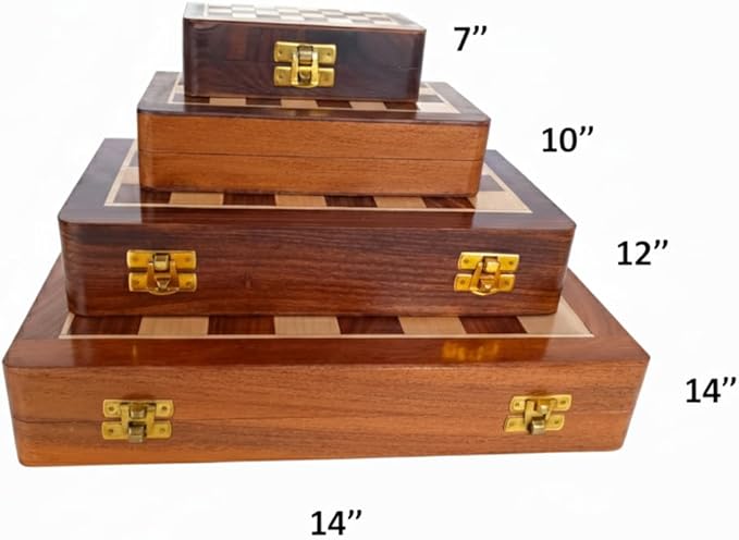 Personalized Wooden Chess Set | Magnetic Folding Travel Board with Storage Box & 2 Extra Queens (7 inch x 7 inch)