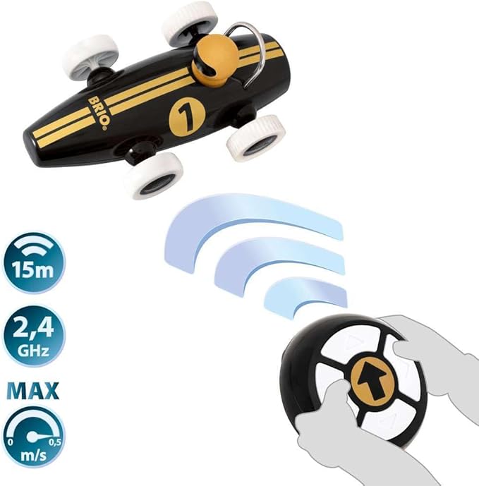 BRIO Black & Gold Remote Control Race Car for Toddlers 24 Months and Up