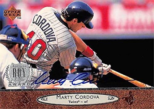 Sports Memorabilia Autograph Warehouse 245257 Marty Cordova Autographed Baseball Card - Minnesota Twins 1996 Upper Deck - No. 390