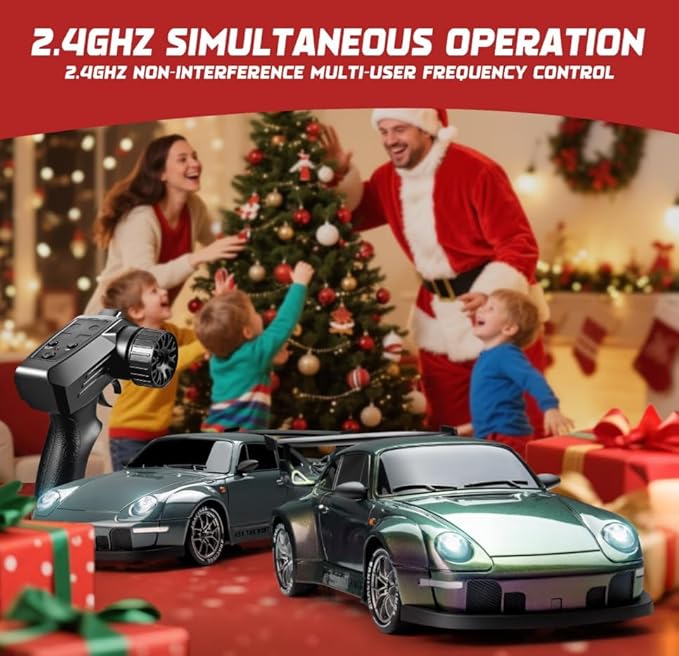 RC Drift Car 1:24 Scale Remote Control Vehicle with LED Lights 2.4GHz 20KM/H 4WD High Speed RC Cars Drifting Tires&Two Batteries. (Gradient-Purple)