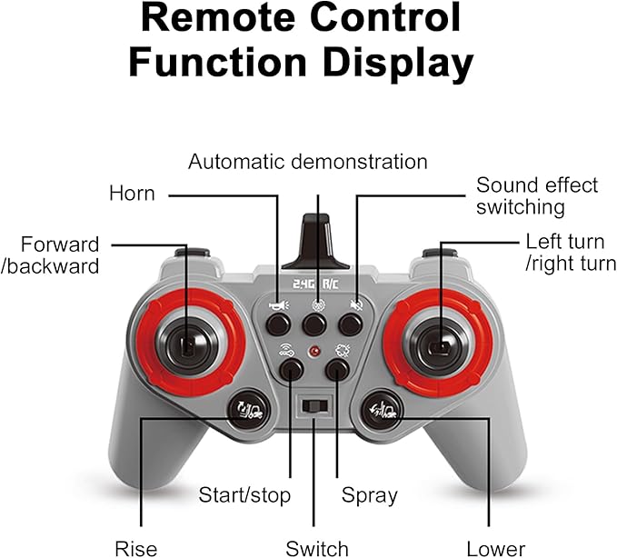 Remote Control Forklift 11 Channel 2 in 1 RC Forklift Transform Lift Fork & Hook 2.4Ghz RC Construction Vehicle Toy with Lights Sound Spray Function for Kids Adults