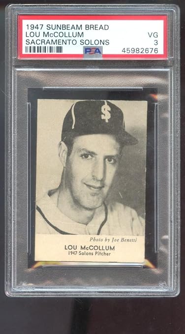 1947 Sunbeam Bread Lou McCollum PSA 3 Graded Baseball Card Sacramento Solons PCL Pacific Coast League