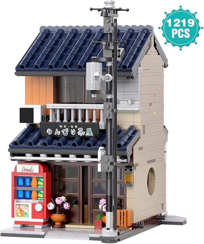 Japanese Tea House Mini Building Set with LED - Japanese Street View Simulation Architecture Construction ToyMini Brick 1219pcs