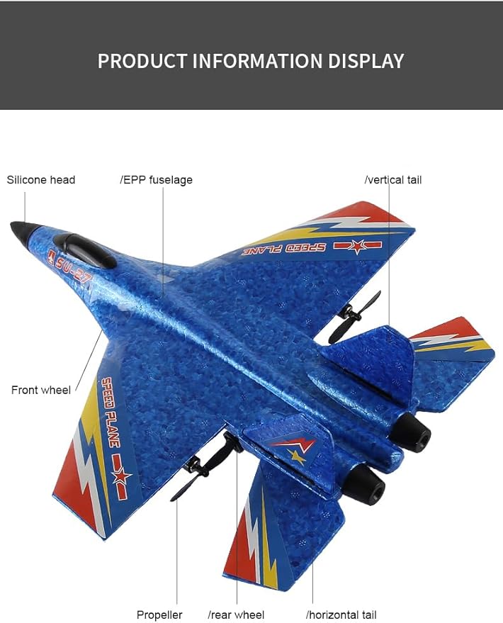 RC Fighter Jet SU-27 RC Fighter JetRemote Control Airplane for Adults & Beginners Durable Lightweight Foam RC Plane with Stable Flight for Outdoor Hobby Flying