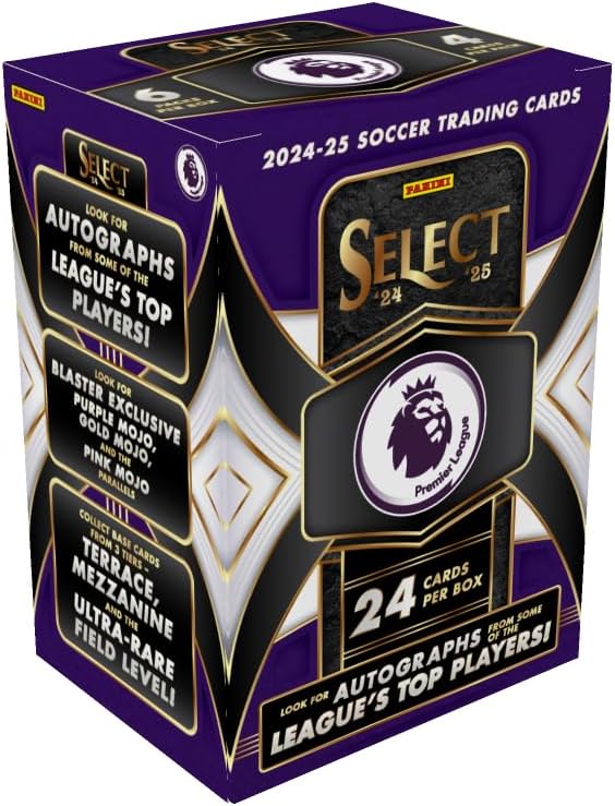 2024–25 Panini Select English Premier League Blaster Box – EPL Soccer Trading Cards – Blaster-Exclusive Parallels Rookies & Inserts – Official Panini Retail Set