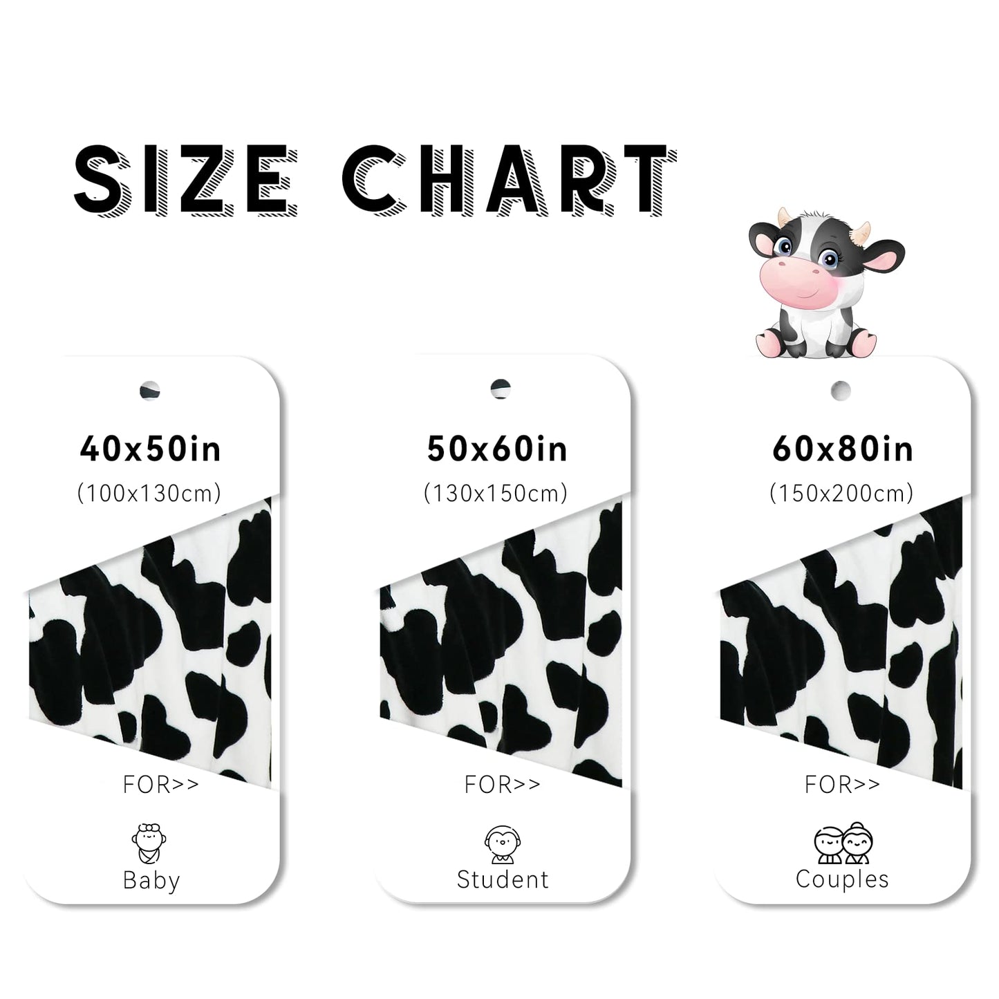 KIVEE Round Cow Print Blanket Throws Lightweight Fleece Soft Cozy Throw Blanket Fuzzy Warm Plush Cow Printed Blankets & Throws for Travel Chair Bedroom Living Room Sofa 50"x60"