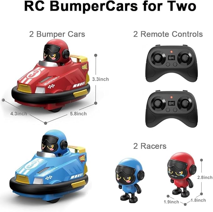 OBEST 2 Pack Remote Control Car RC Ejecting Bumper Car for Kids Light & Sound & 360°Rotating Bumper Cars for 3 4 5 6+ Year Old Boys Girls Christmas Birthday Gifts