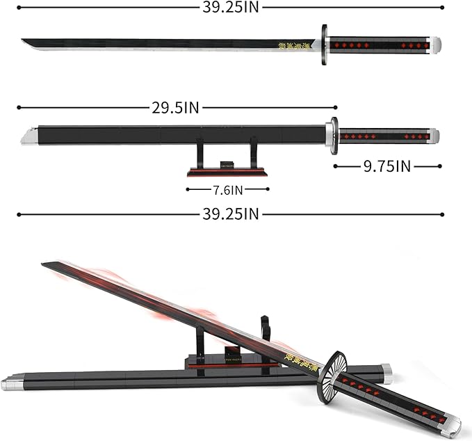 Demon Sword Building Set for Adults40in Tanjiro Sword with Scabbard and Stand Katana Model Building Set ToyAnime Gift for Teen 14+(759 PCS)