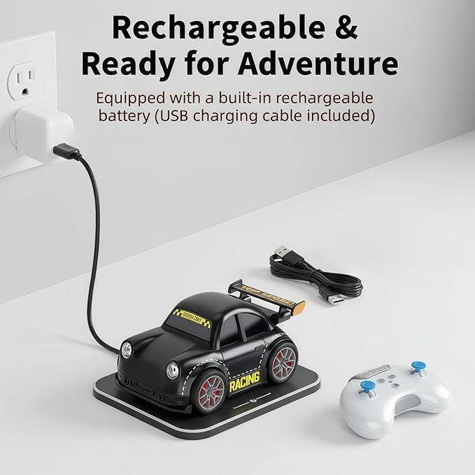 3-in-1 Smart RC Car with Follow & Escape Modes 360° Stunt Drift Voice/Light Effects and Pet Play Mode 4WD Remote Control Car Toy for Kids and Cat Dogs (White)