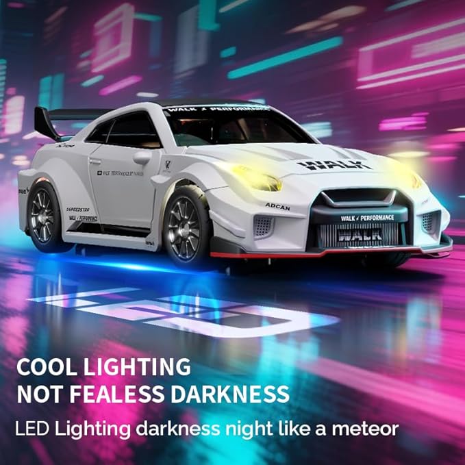 1:43 RC Drift Car 20KM/H with Gyro 2.4G 4WD Full Proportional Alloy Sport Racing Car Adjustable Speed LED Lighting for Teens & Adults-D43-02