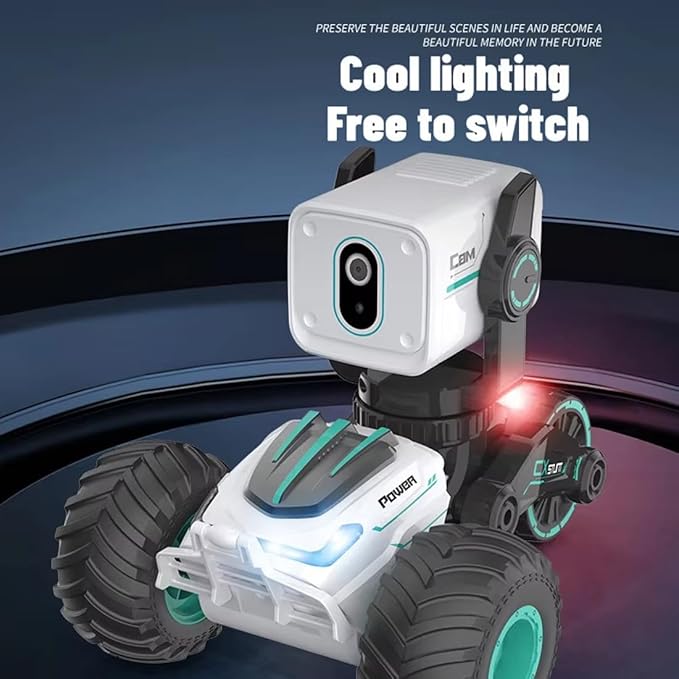 RC Car with Camera RC Stunt Car with 720P HD FPV Camera 2-Way Talk 360° Spins & LED Lights App Control RC Truck Adjustable Camera2 Rechargeable Batteries (60 Mins Play) Gift for Kids & A