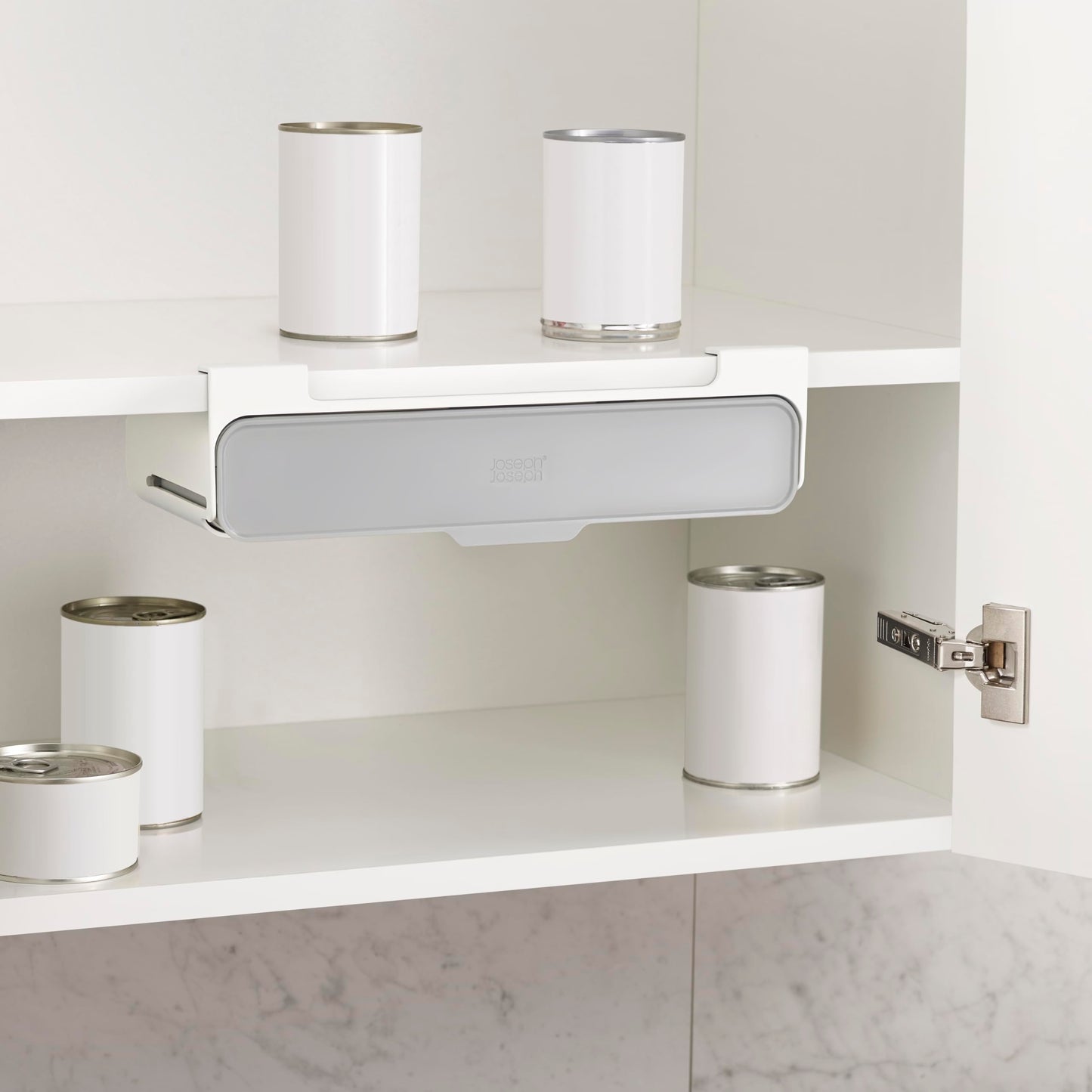 Joseph Joseph Spice Rack Organizer - Under-Shelf Kitchen Cabinet Storage Solution for Spices, Grey