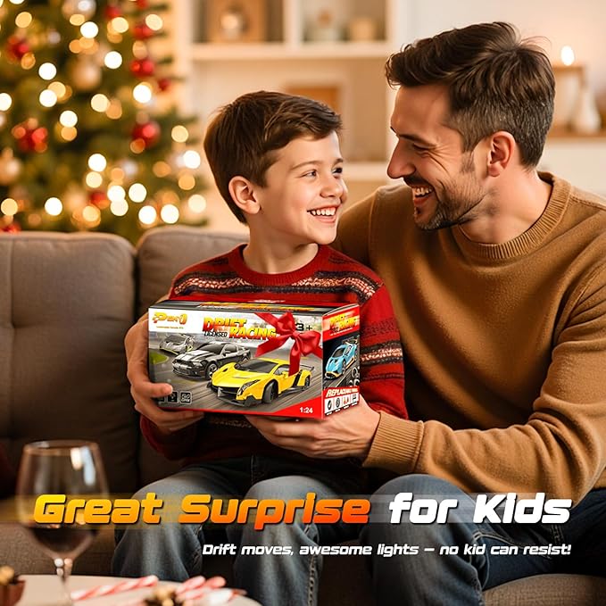 Lamborghini Remote Control Car Toy Officially Licensed RC Drift Car 15Km/h with Underglow & Headlights 1:24 Scale 2.4GHz 2 Batteries 60 Min Play RC Gift Toy for Boys & Girls Ages 3-12 &