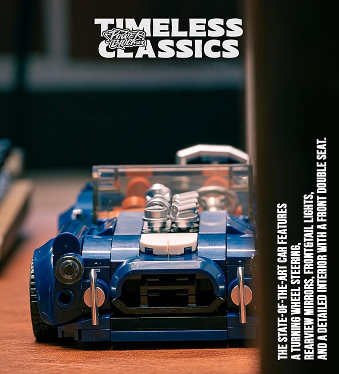 dOMOb Shelby Cobra 427 Car Building Kit – 317 pcs Building Blocks Set w/Container Display Box – Modular Scale 1:32 Model – Bricks Toy for Kids & Adults 8+ – for Boys Hobbyist Collector
