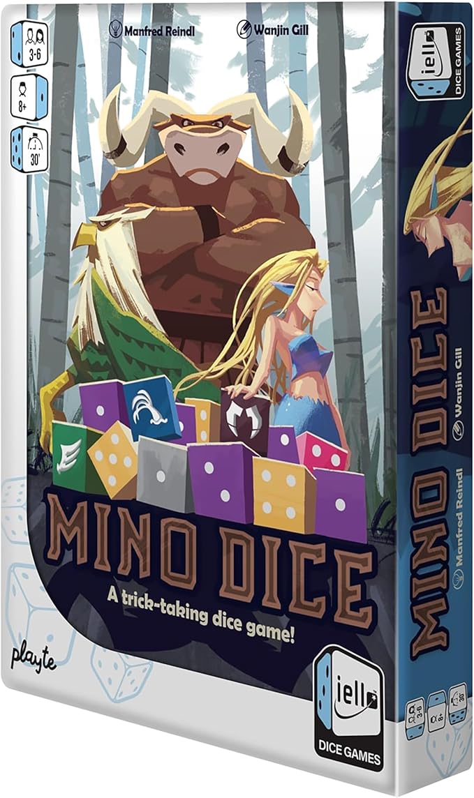 IELLO: Mino Dice - Family Bidding Board Game Trick-Taking Dice & Card Game Become Champion of The Labyrinth Fantasy Ages 8+ 3-6 Players 30 Min