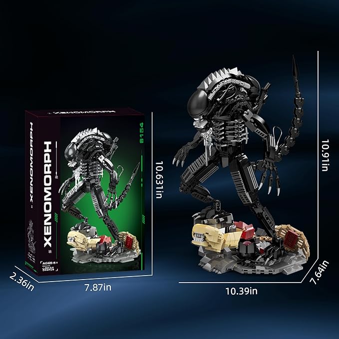 Xenomorph Action Figures Building Set with Facehugger Chestburster & Egg Mech Figures Model Set with Movale Joints for Classic Poses Horror Collection for Movie Fans & Boy Birthday Gifts f