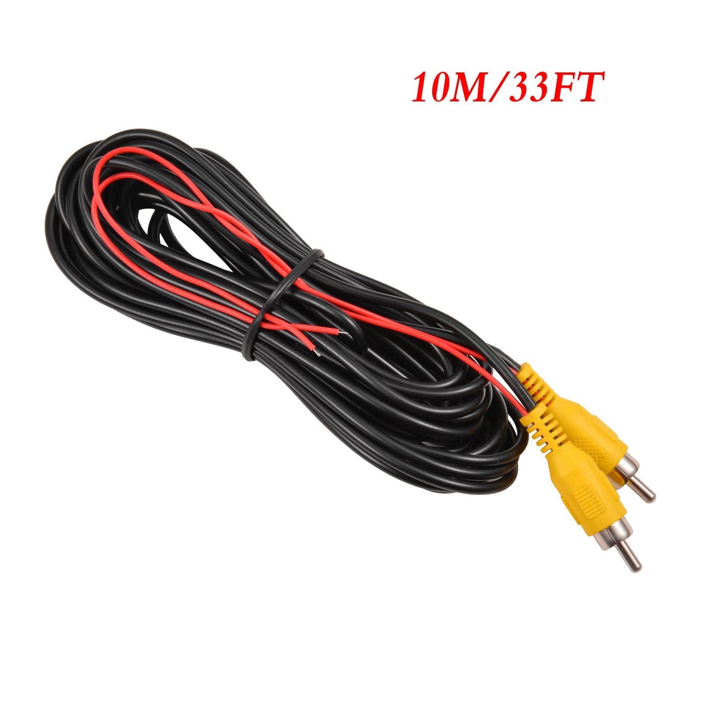 DALLUX Backup Camera RCA Video Cable,CAR Reverse Rear View Parking Camera Video Cable with DC Power Cable & RCA Connector, DC Power Adapter, Cable Clip (33FT/10 Meters)