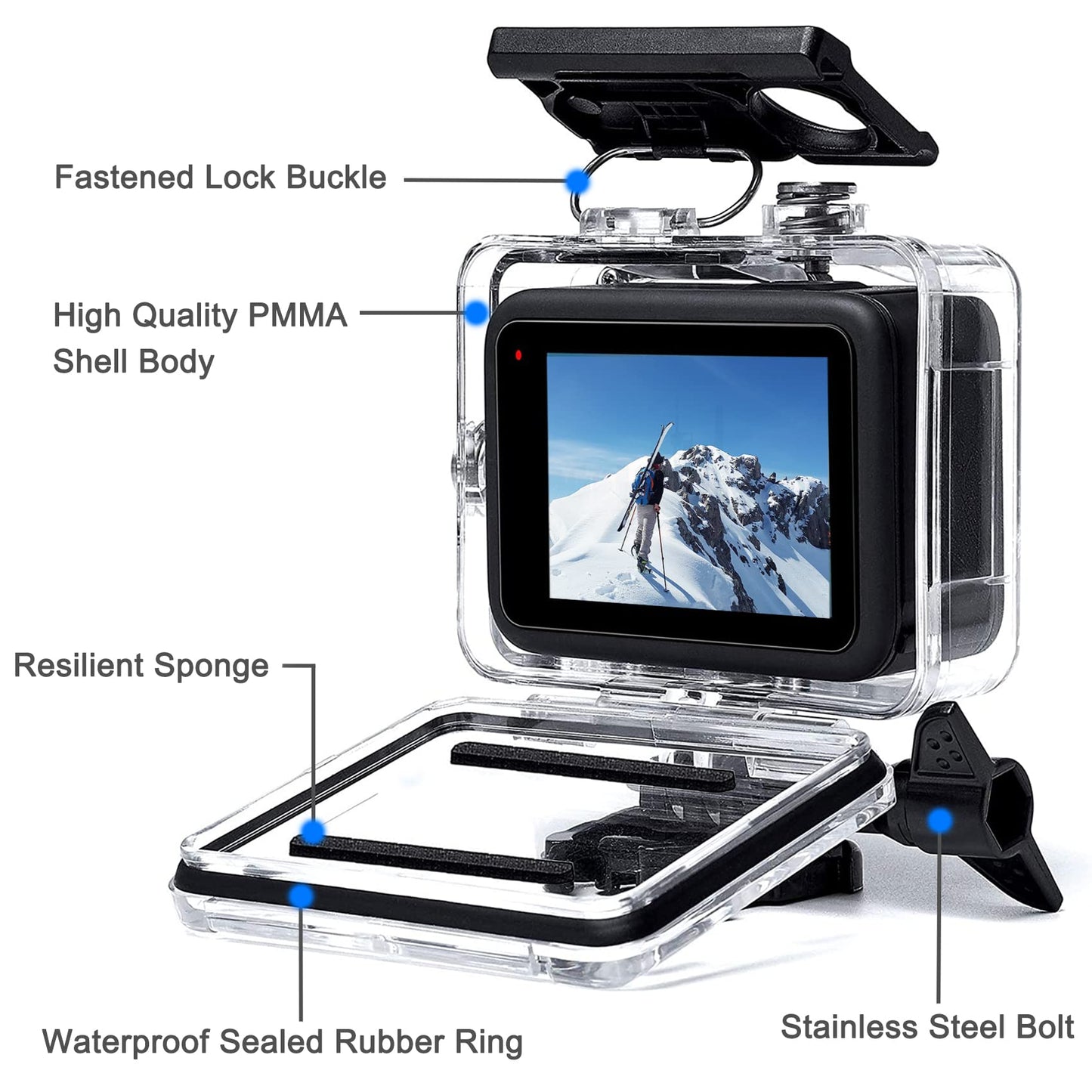 OKFUN Waterproof Housing Case for Go Pro Hero 13/12/11/10/9 Black,Protective Underwater Dive Case Shell with Quick Release Buckle Mount for Hero13/12/11/10/9 Black Action Camera Accessories