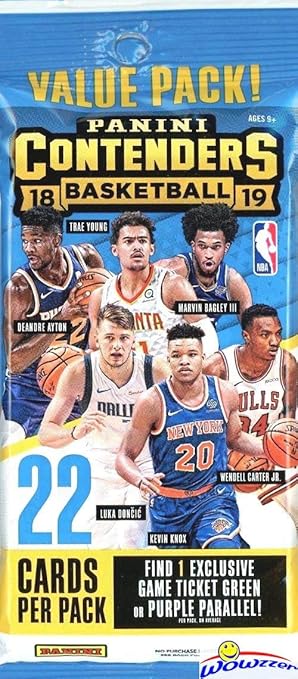 2018/19 Panini Contenders NBA Basketball Factory Sealed JUMBO FAT PACK with EXCLUSIVE Green Ticket or Purple Parallel Look for Rookies & Autos of Luka Doncic Deandre Ayton Trae Young & More!