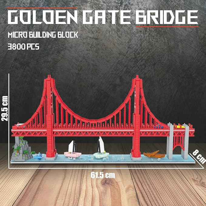 Golden Gate Bridge Micro Building Blocks Set (3800 Pieces)Landmark Architecture Gift for Adult and Kid