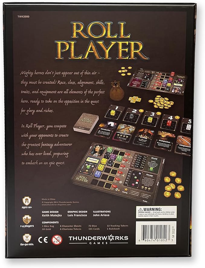 Roll Player Board Game | Dice Game of Fantasy Character Creation | Competitive Strategy Drafting & Dice Placement | Adults & Family Game | 60-90 Minutes for 1-4 Players by Thunderworks Games