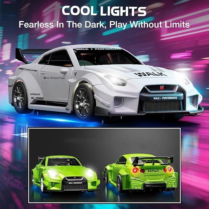 1/43 Scale RC Drift Car Mini 911 RC Model Car 2.4GHz 4WD RC Alloy Vehicles with Gyro & LED Lights for Adults Hobby Toys (Silver)