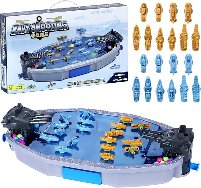 Naval Battleships Shooting GameTabletop Warships Shot Game for 2 PlayersBattle Competitive Toy for Age 6+Fun for Kids & Adults