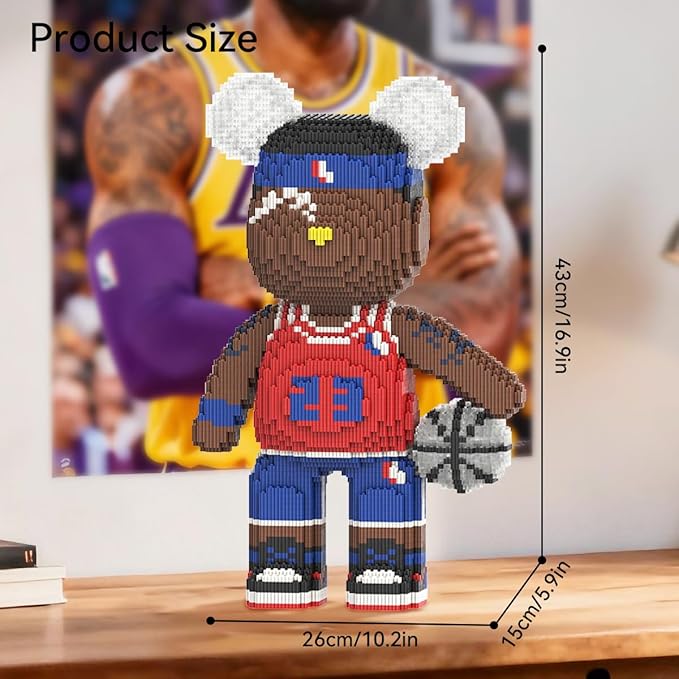 DAHONPA Basketball Bear Micro Building Blocks Set (5150 Pieces) Bear Bricks Set Creative Home & Office Decor Gift for Adults and Kids