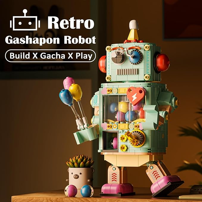 Articulated Robot Building Set with Functional Capsule Vending Machine 617-Piece Interactive Desk Toy & Creative Gift for Teens Birthday and Adults Valentine's Day
