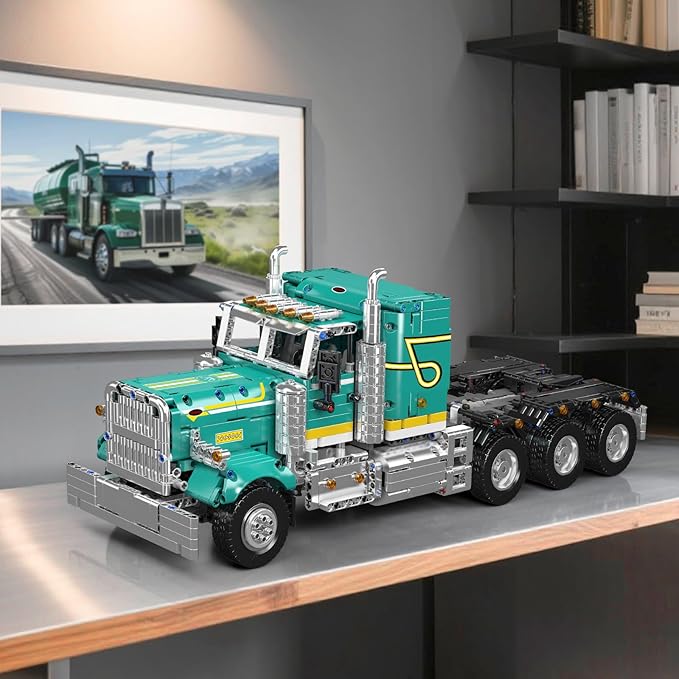 Mould King 13201 Semi Truck Building Set APP & RC Control Mobile Tow Truck Model Kit Assembly STEM Trailer Vehicle Building Block Set Collectible Gift for Adult Teens(2064+ Psc)