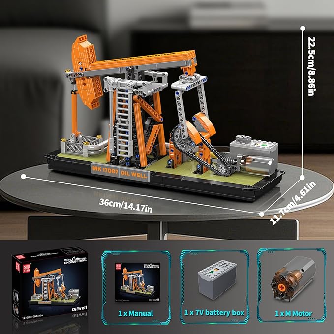 Mould King 17087 Oilfield Movable Building Sets Engineering Display Model with Battery & Motor Oil Source Technology Construction Blocks
