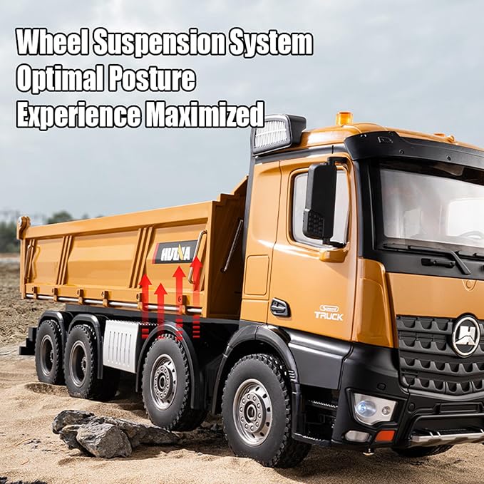 RC Dump Truck Toy 1:14 Scale 12 Channels Heavy RC Dump Truck 4WD Remote Control Construction Crawler with 6KG+ Load Full Suspension Lights/Sounds Gifts Ideas for Adults or Teens Age 15+