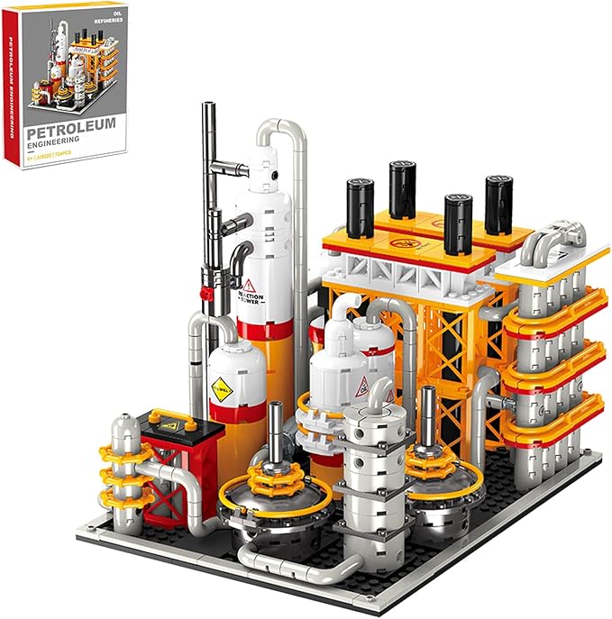 City Gas Station Building JJ9223 Set 743pcs Modular Chemical Plant Bricks Kit with Storage Tank & Lab Compatible with Lego City MOC Display Model for Adults & Kids Age 6+