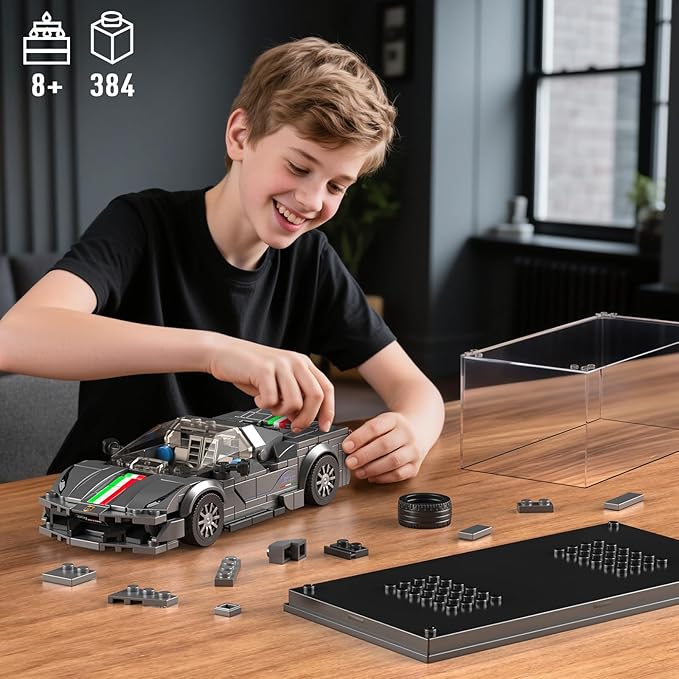 Mould King 488 Pista Speed Champion Technik Car Building Set & Display Case Classic Race Cars Birthday Gifts for Adults/Teens MOC Creative Cool Vehicles Model Toys for Fans Age 14+ (368Pcs)