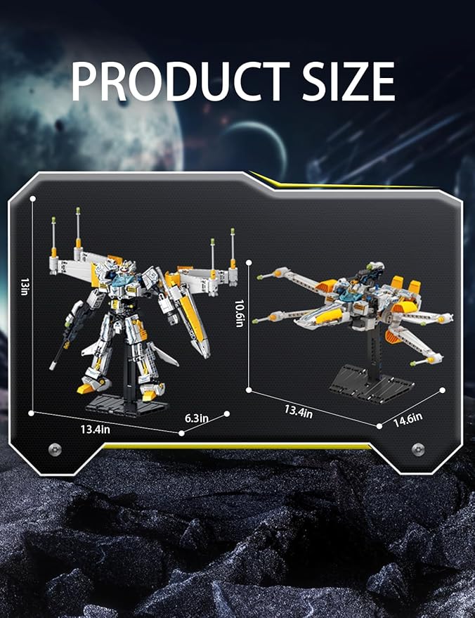 SEMKY Space Series FX1 Spacecraft (Variable Robots) MOC Building Blocks Set (704Pieces) Space Model Gifts for Kid and Space Fans