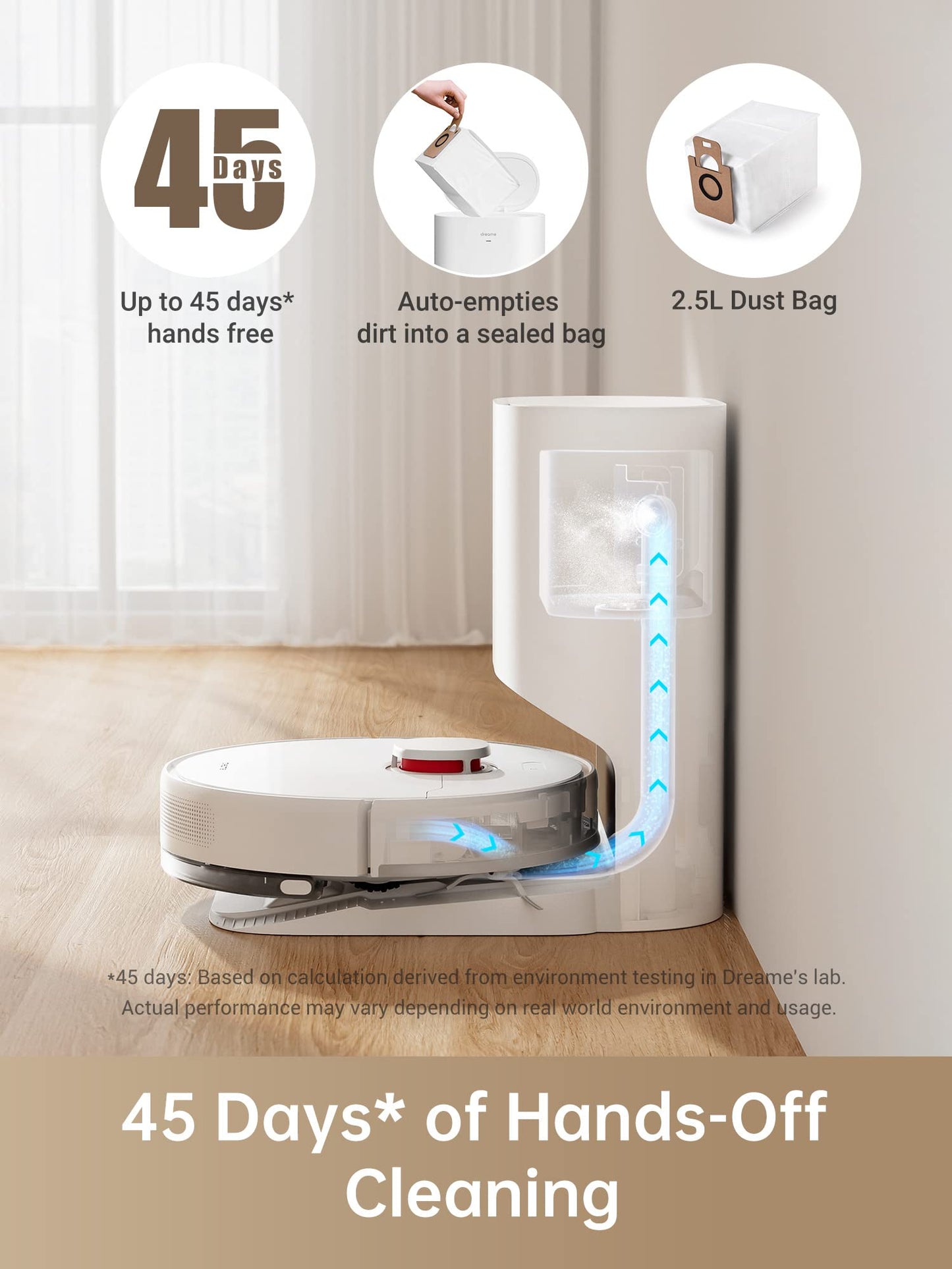 dreame D10 Plus Robot Vacuum and Mop with Self-Emptying Base for 45 Days of Cleaning, Robotic Vacuum with 4000 Pa Suction and LiDAR Navigation, Compatible with Alexa, Wi-Fi Connected