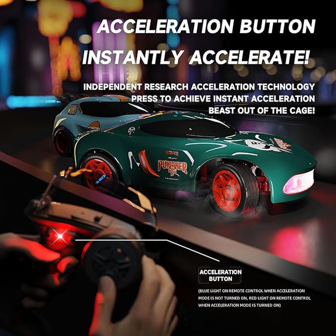 Mini RC Car 1:64 Scale Supercar Toy Car & Remote Control Integrated Design 26km/h High Speed Fun MINI RC Vehicle. (Green)