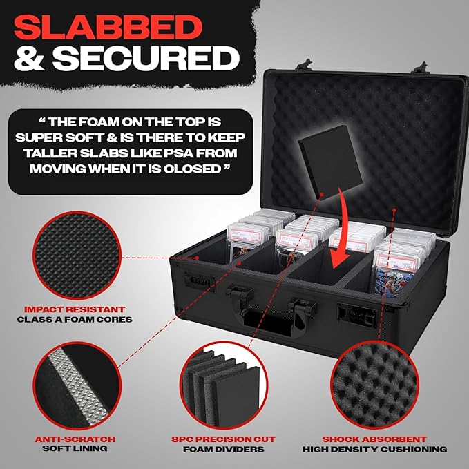 VALUN ORANGE 160+ Slab Graded Card Storage Box (4 ROWS) Durable Sports PSA Card Storage Box - Organizer Slab for Your Collection - For Baseball Football TCG MTG Cards - Top Loader Design