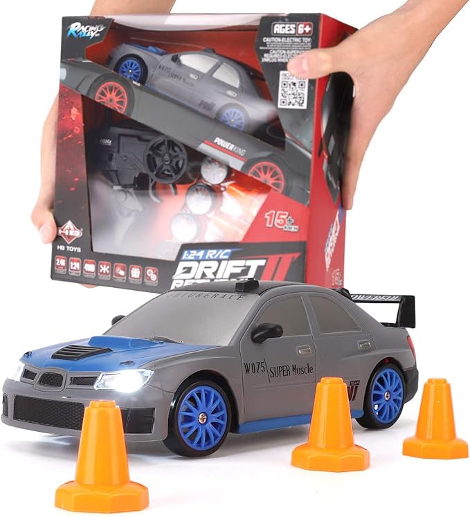 Liberty Imports RC Drift Car 1/24 2.4GHz 4WD Remote Control Sport Racing On-Road Vehicle with LED Light Batteries and Drift Tires (Style 1)
