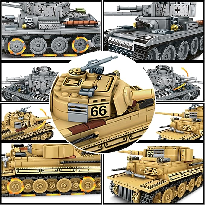 2 Piece Set of Building Block Toys 38T & Tiger Tank Building Sets(1000+ pcs)