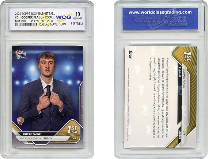 2025 Topps Now Cooper Flagg #1 Draft Pick NBA Official Rookie Card RC #D1 Dallas Mavericks - Graded GEM-Mint 10
