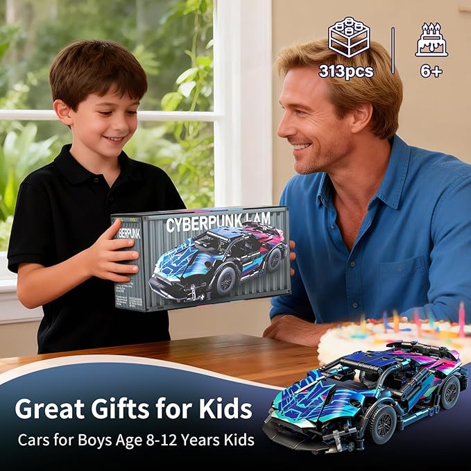 Sports Car Building Block Set for Boys & Adults 1:18 Cyberpunk Race Car Model Kit MOC Collectible Supercar Toy Birthday Gifts for Kids Boys Girls Teens Age 8-12 14+