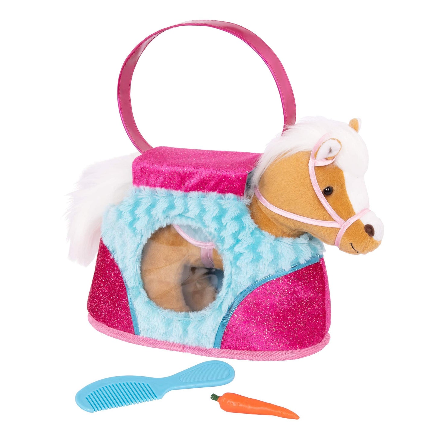Pucci Pups – Plush Horse – Dog Carrier – Heart & Stripes Bag & Pony – Comb & Purse – Stuffed Animal – 2+ Years