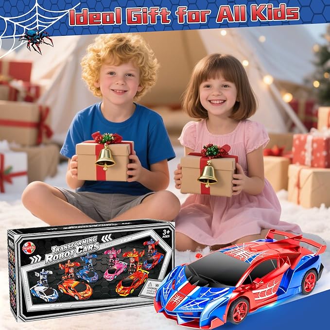 Spider Remote Control Car Spider Robot RC Car for Boys Transformation 2 in 1 Racing RC Cars Toy One Button Deformation & 360°Drifting for Boys Ages 3 4 5-12 Birthday